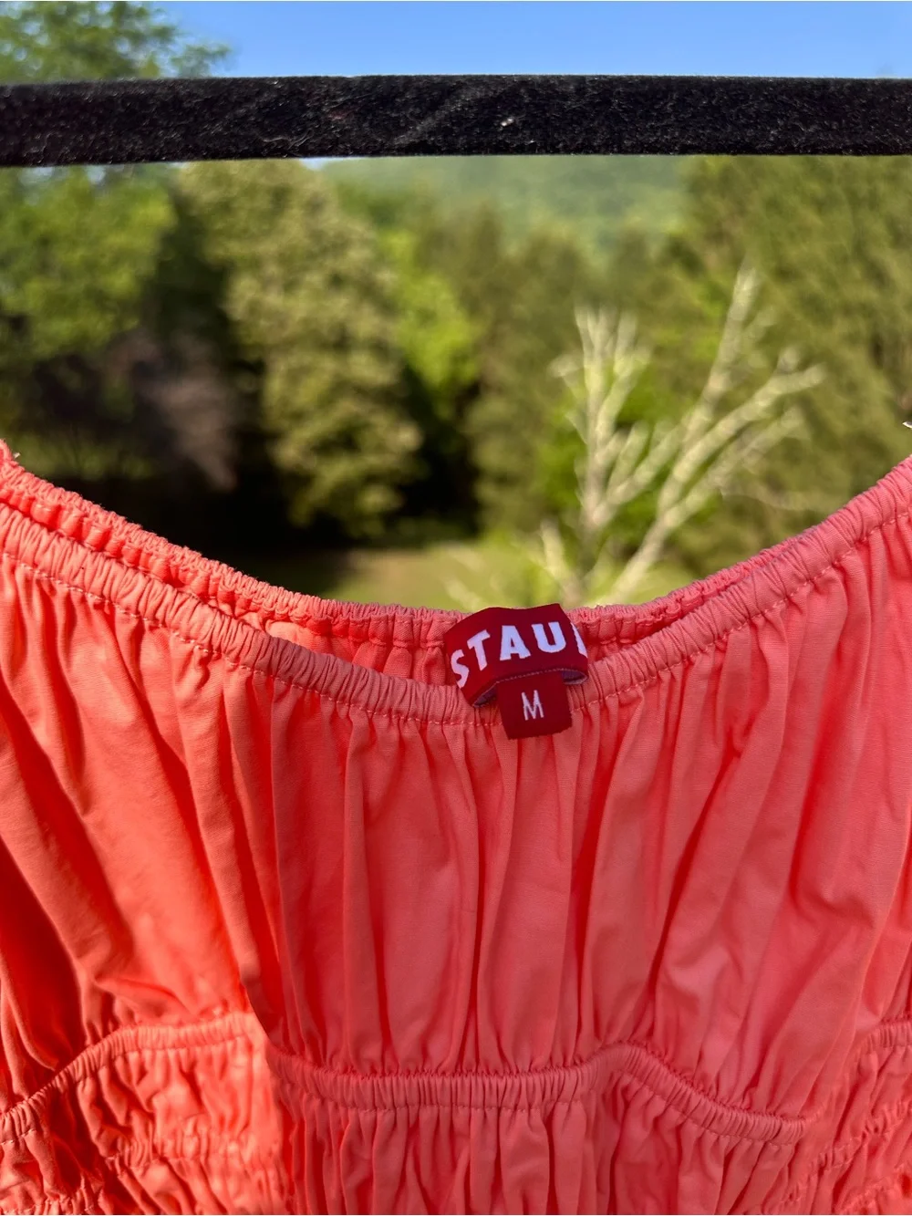 STAUD Faye Puff Sleeve Top Coral